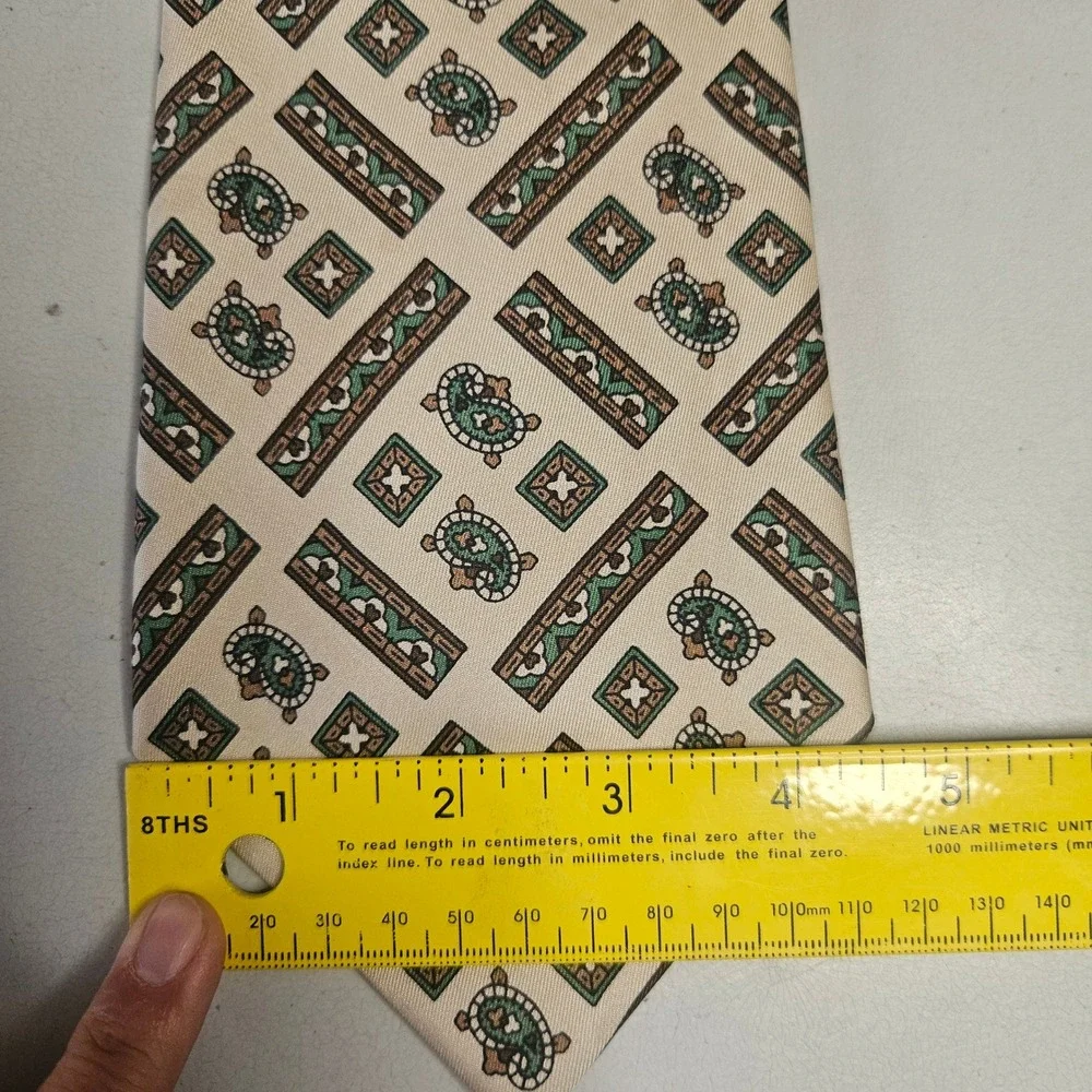 Jacques Fath Paris Mens Silk Tie Lot of 3 Vintage Paisley Geometric Chain France